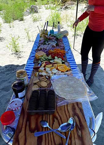 Clear Creek Klamath Basin rafting  sumptuous lunch choices